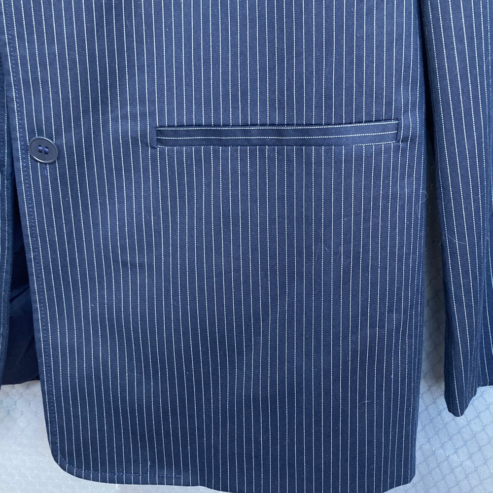 Vintage 90s The limited navy blue pin stripe blazer hidden shoulder pad - Picture 17 of 17